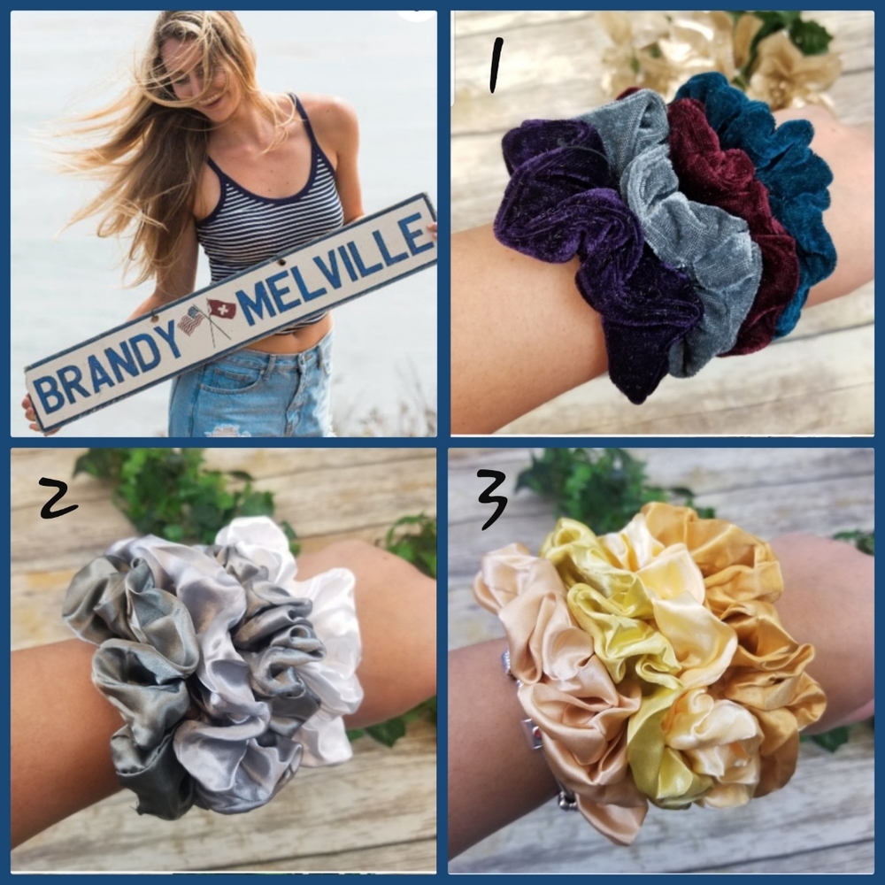 Brandy Melville Photo + 4pc Velvet Satin Scrunchie - Picture 1 of 5